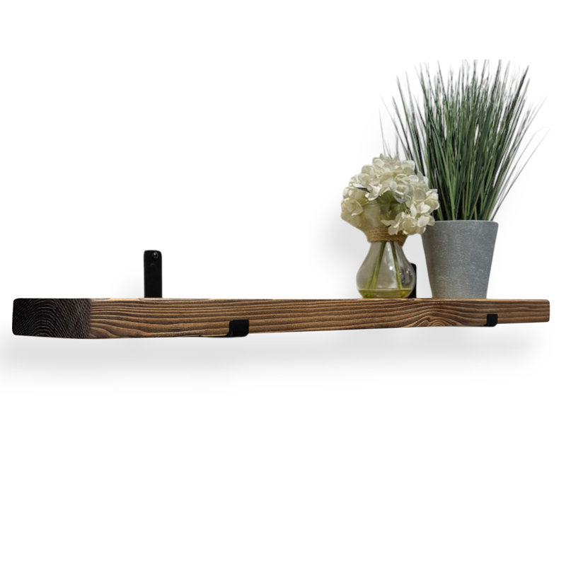 Unique Wood Bracket Shelf, 4.5cm H x 100cm W x 15cm D, Walnut