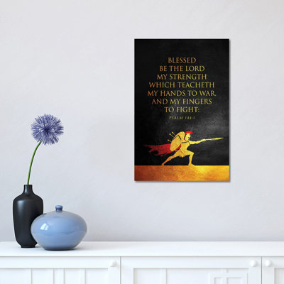 «Psal 144: 1 Bible Verse» par Adrian Baldovino, reproduction d'art textuel