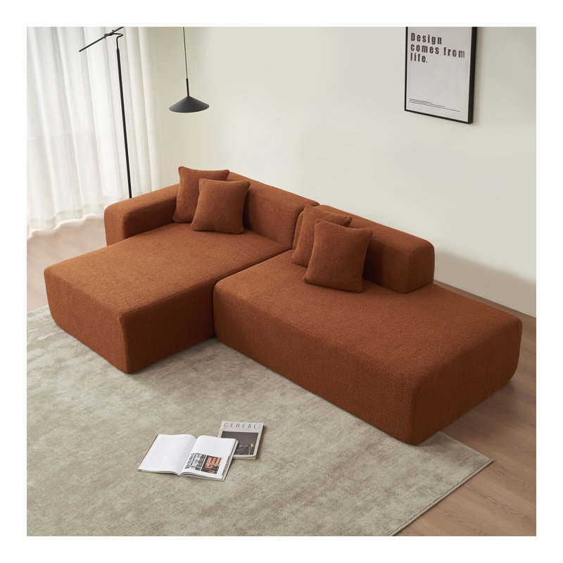 Canapé modulaire en L en laine d'agneau