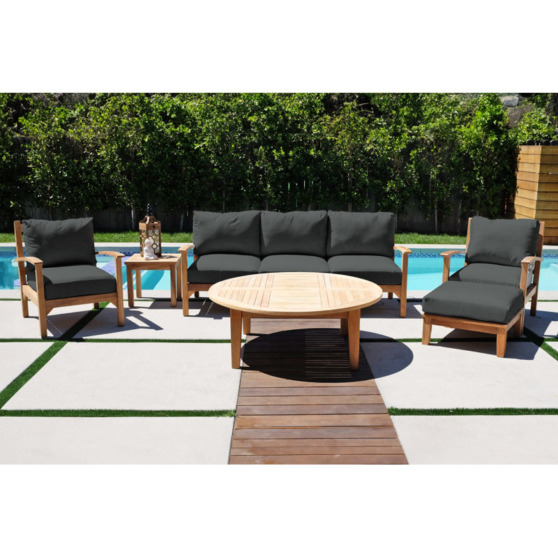Huntington Outdoor 6 - Piece Teak Conversation Set, Coal