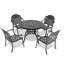Ensemble de 5 meubles de patio en aluminium coulé avec cadre noir et coussins de siège rouges-4045397
