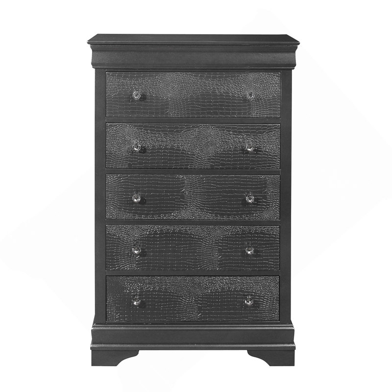 Commode gris métallique en crocodile Shaker, Gris