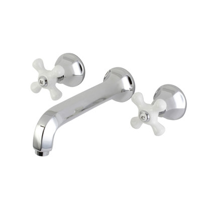 Kingston Brass Metropolitan Two-Handle 3-Hole Wall Mount Bathroom Faucet