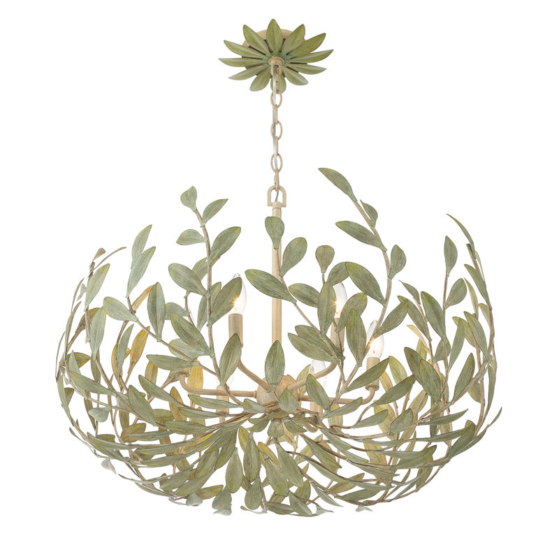 Maniteau 5 Light Champagne Green Tea Chandelier, 19"H x 27"W x 27"D
