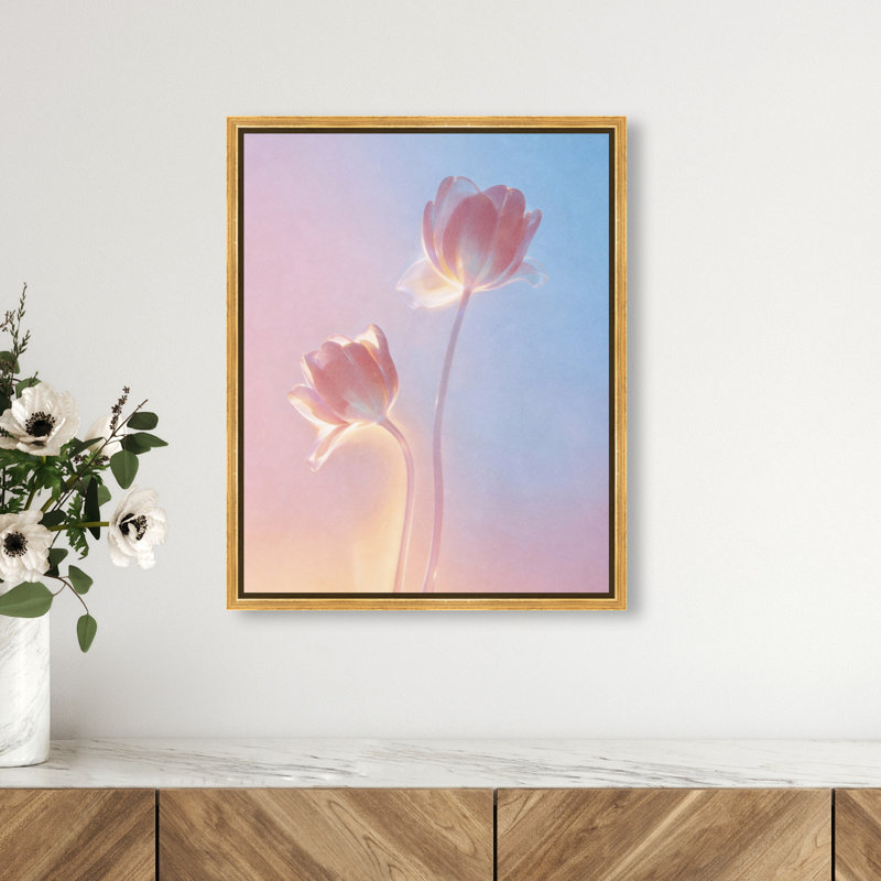 Iridescent Tulips Print by Oliver Gal, 17"H x 21"W, Gold Floater Frame
