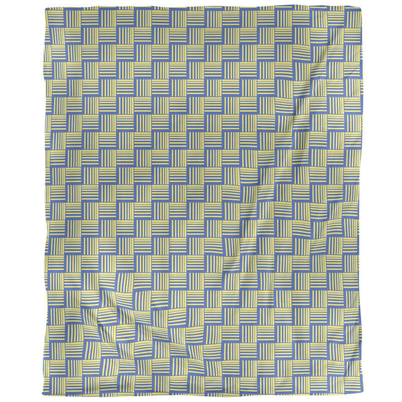 Housse de couette simple à rayures baskettressées, Housse de couette pour grand lit, Bleu/jaune, Microfibre