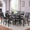 Chaises hautes rembourrées en tissu café foncé