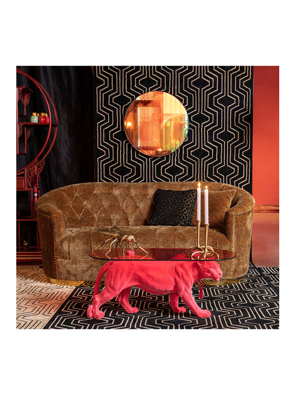 Pink Panther Glass Top Coffee Table with Resin Base
