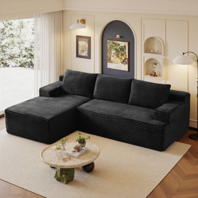 Boneless 96" Sectional Couches For Living Room Modern Modular L-Shape Cloud Sofa Compression-Boneless Deep Seat Couch With Chaise