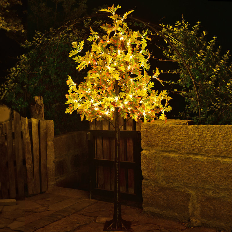 7-Foot Warm White LED Lighted Oak Tree for Outdoor Decor
