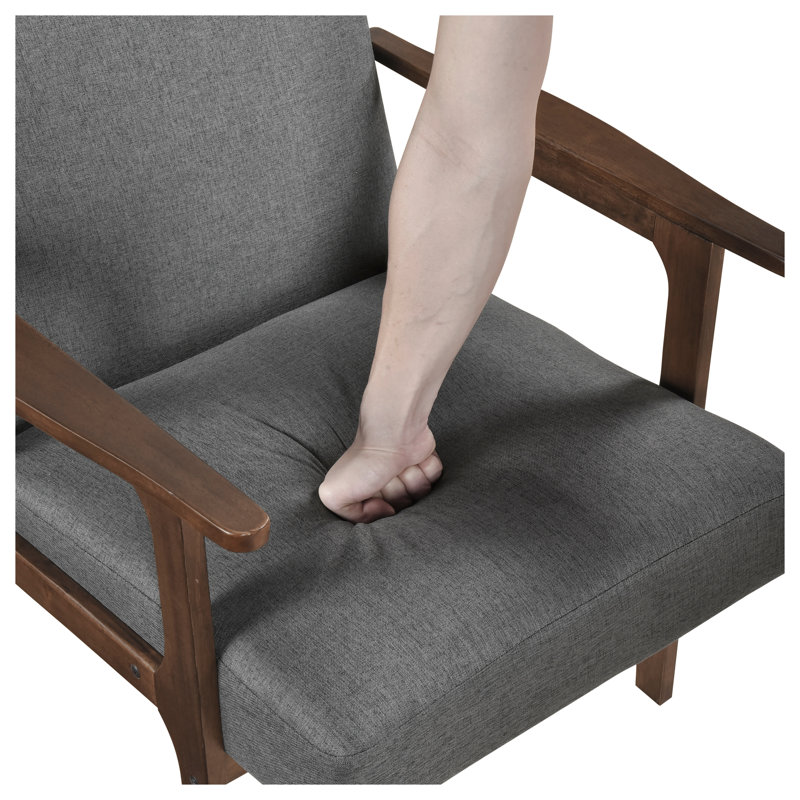 Chaise d'appoint moderne - Tissu d'ameublement contemporain gris foncé avec structure en bois d'hévéa massif, finition brune