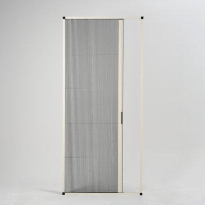 S3.0 32-36"W x 80"H White Retractable Folding Pleated Patio Screen Door，DIY Width Adjustment，Pinch-Free，Easy Install，Bug Proof，Heat Resistant，Shape Memory，Space Saving