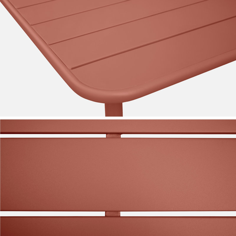 Polonius Rectangular Metal Outdoor Dining Table , 120cm cm W 70cm cm D, Red