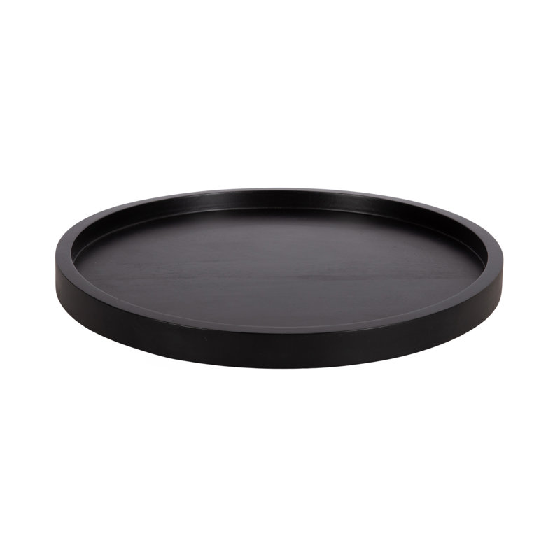 Gerldean Round Wooden Lazy Susan Tray, Black
