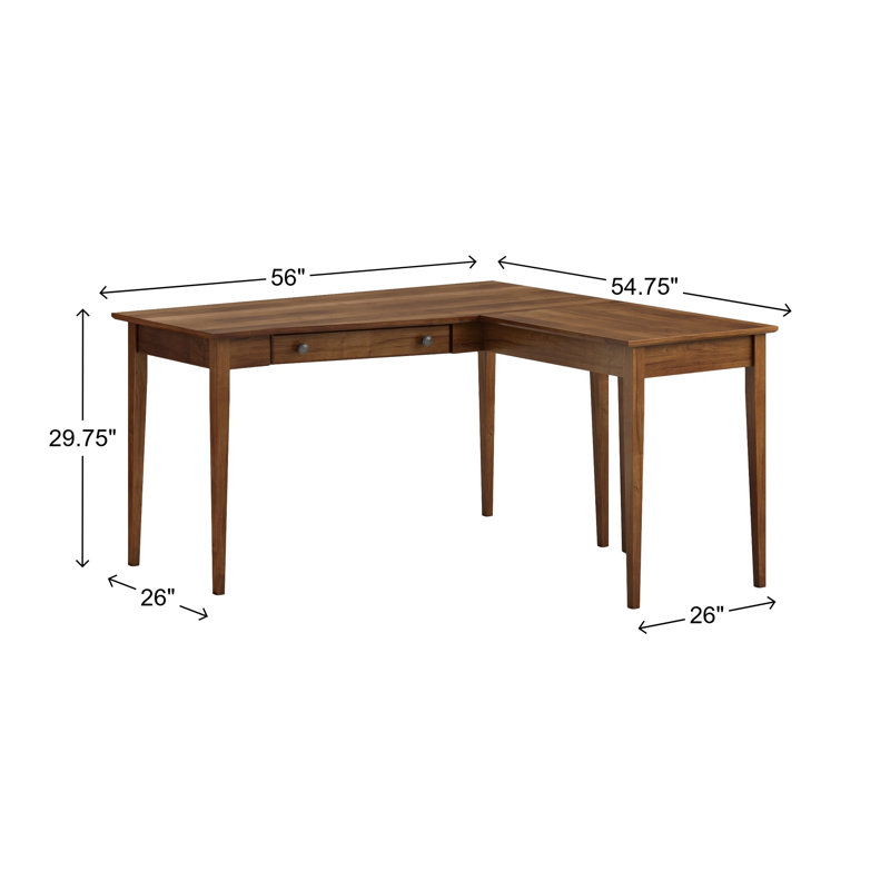 Bureau en L en bois massif Malani, Brun toscan