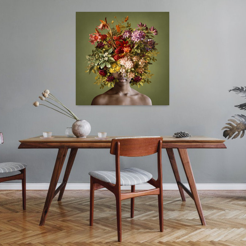 «In The Green Room», art mural portrait d'automne contemporain surréel, H 32 po x l 32 po