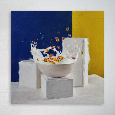 Splashed Bowl Of Cereal On Studio - 1 Piece Square Graphic Art Print On Wrapped Canvas -  Latitude RunÂ®, 17AB36E811D14A109F7CE44C5BB050BD