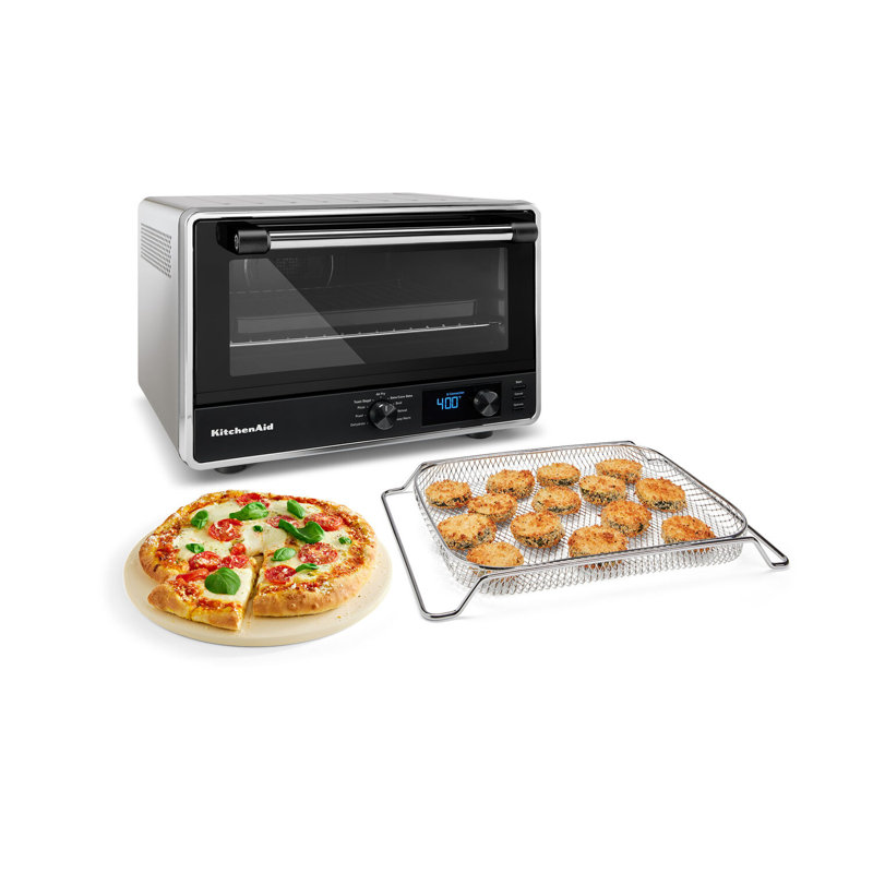 KitchenAid Digital Countertop Oven with Air Fryer, Pizza & 10 Cooking Modes in Matte Black, Contour Silver