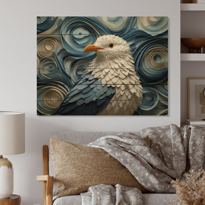 " Seagull Coastal Guardian Geometric II " Mixed Media and Color Photography Print