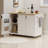 51" Fluted Farmhouse Kitchen Island with Drop Leaf, Rolling Cart, Internal Storage, and Towel Rack-1449948482