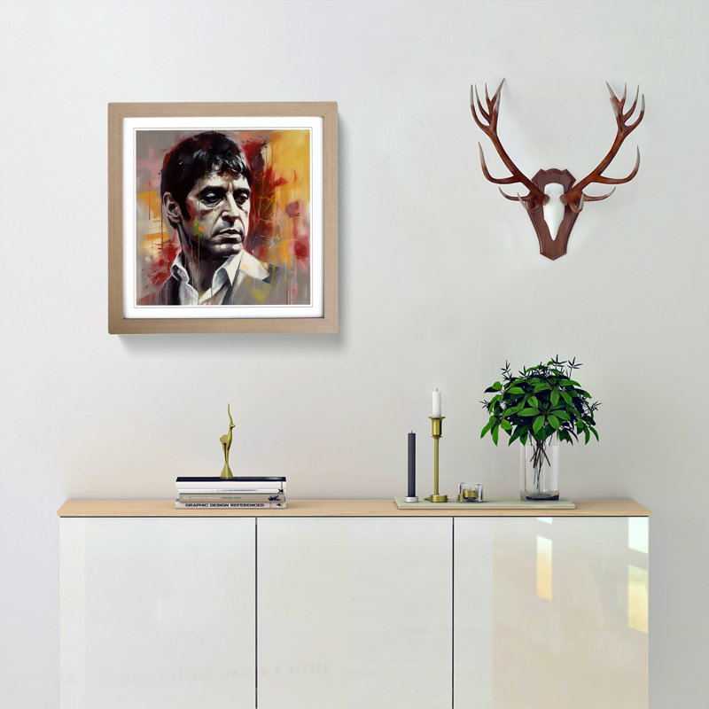 Scarface Gestural Art - Framed Print, Oak