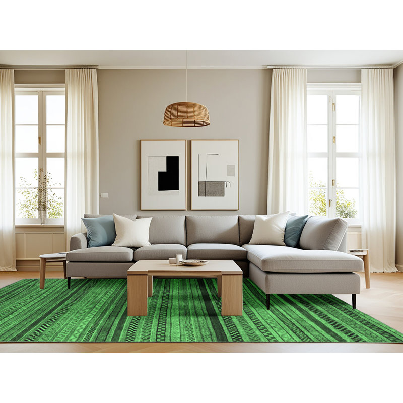 Keyandrea Washable Geometric Indoor Rug, Rectangle 8' x 12'