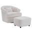 Fauteuil pivotant avec repose-pieds, fauteuil d'appoint pivotant de luxe moderne, fauteuil rond confortable, fauteuil simple avec siège pour chambre à coucher / bureau / espaces de lecture, ensemble de 1, blanc cassé