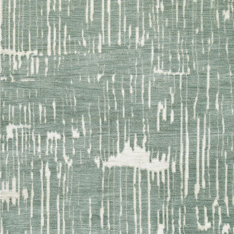 Tapis Cayo 8 x 10, accents linéaires abstraits sarcelle, polyester blanc