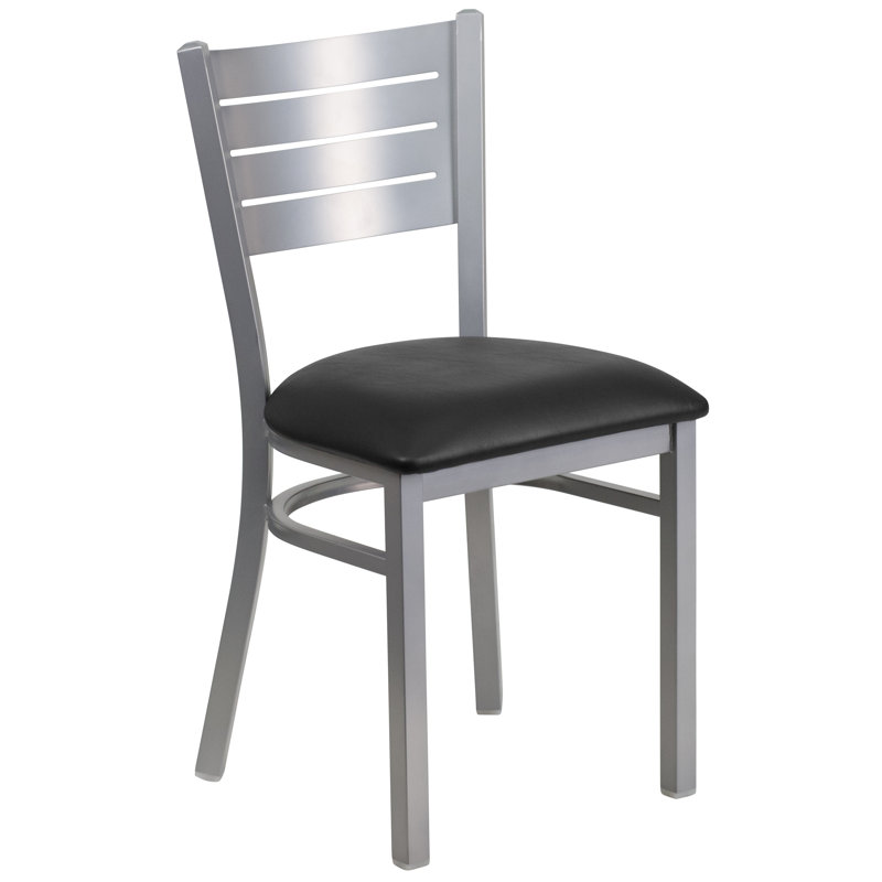 Elkton Slat Back Metal Restaurant Chair, Black