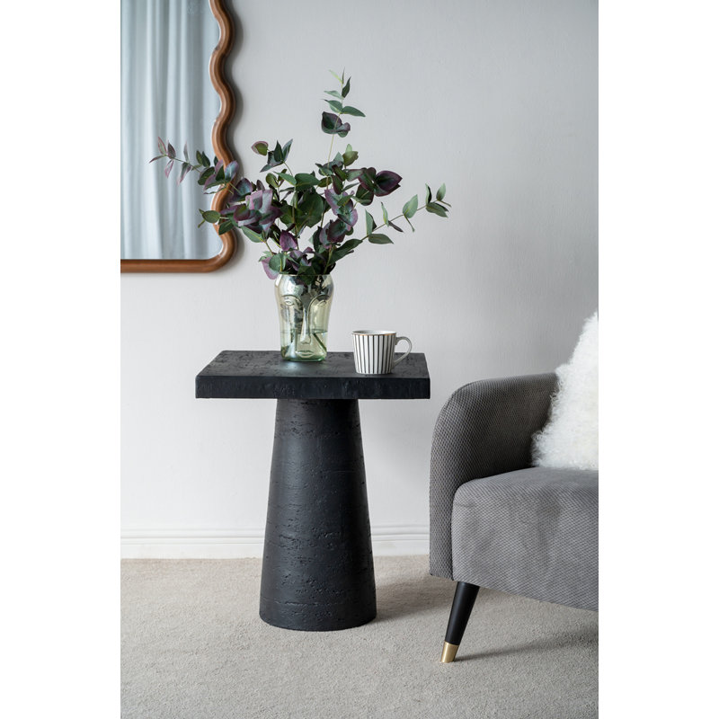 Square Side Table With Pedestal Base