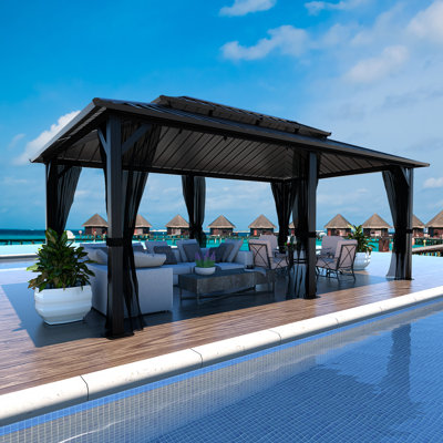 Hardtop Double-Roofed Aluminum Patio Gazebo Multiple Sizes