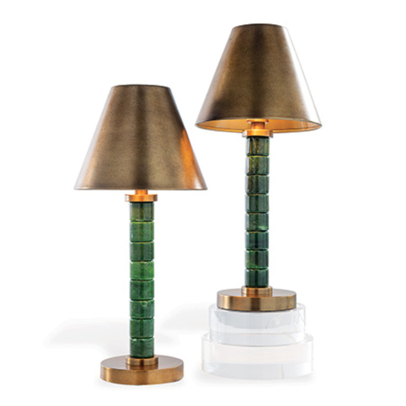 Jade Garden Accent Lamp, Green/Aged Brass