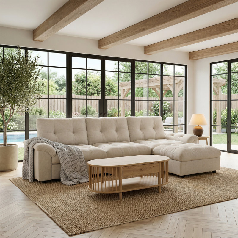 Canapé modulaire 103,5 po Cloud, Chenille beige, H 38,85 po x l 103,5 po x P 56 po