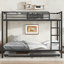 Lit superposé double au-dessus de double avec lit gigogne simple, noir-899406089