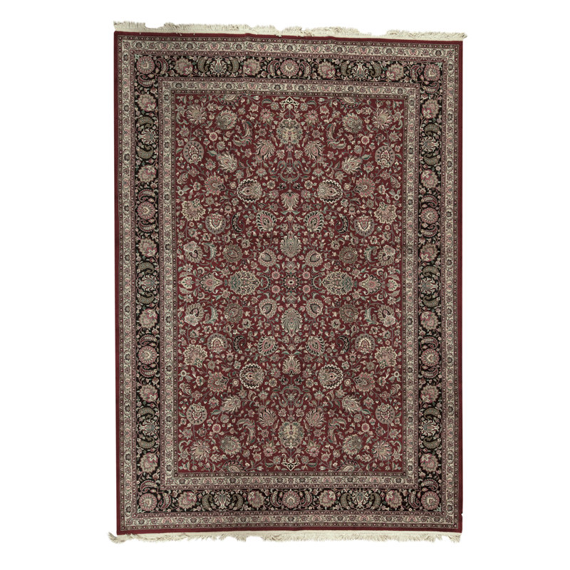 Tapis rouge et bleu marine noué à la main de haute qualité