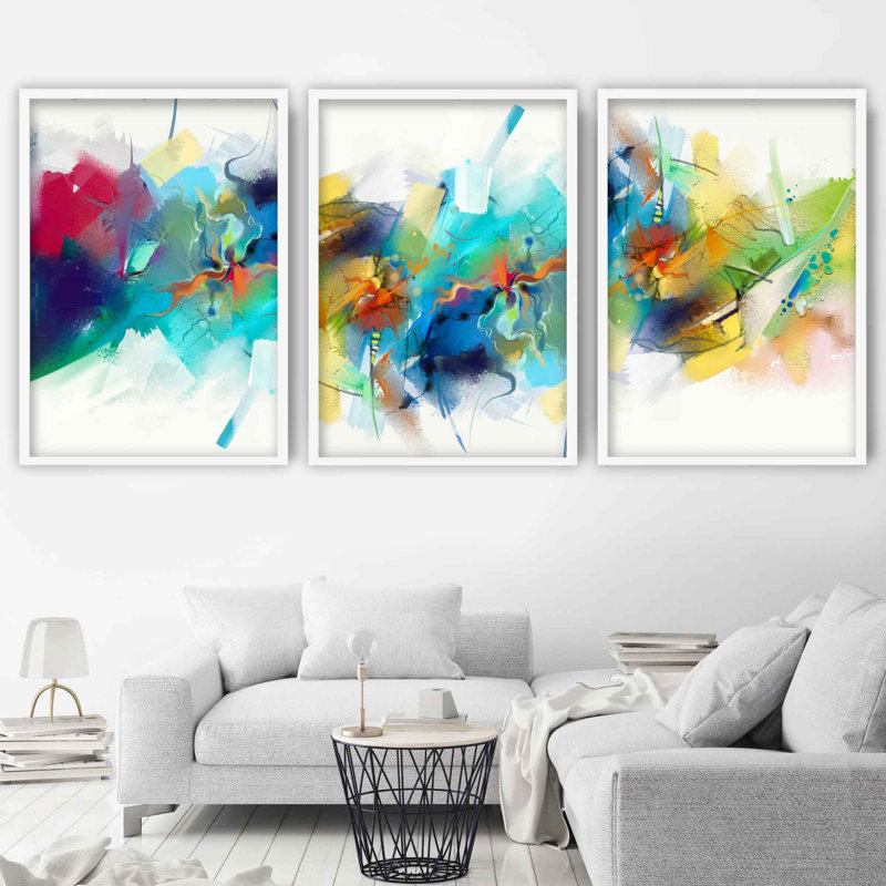 Summer Blooms by Artze - 3 Piece Single Picture Frame Set, 43cm H x 33cm W, White Framed