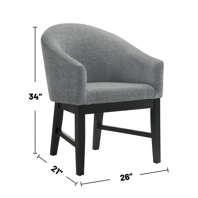 Ensemble de 2 chaises de salle à manger en tissu, gris et noir