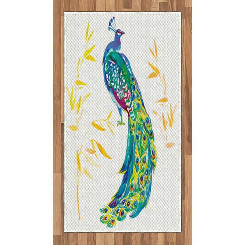 Peacock High Density Long Fiber Poly Threads Decorative Area Rug Carpet, Rectangle 2'7" x 5'