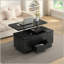 Table basse multifonctionnelle à plateau relevable avec rangement caché et tabourets, table centrale moderne multifonctionnelle avec 4 tabourets et roulettes, pour les espaces de vie modernes-656700103