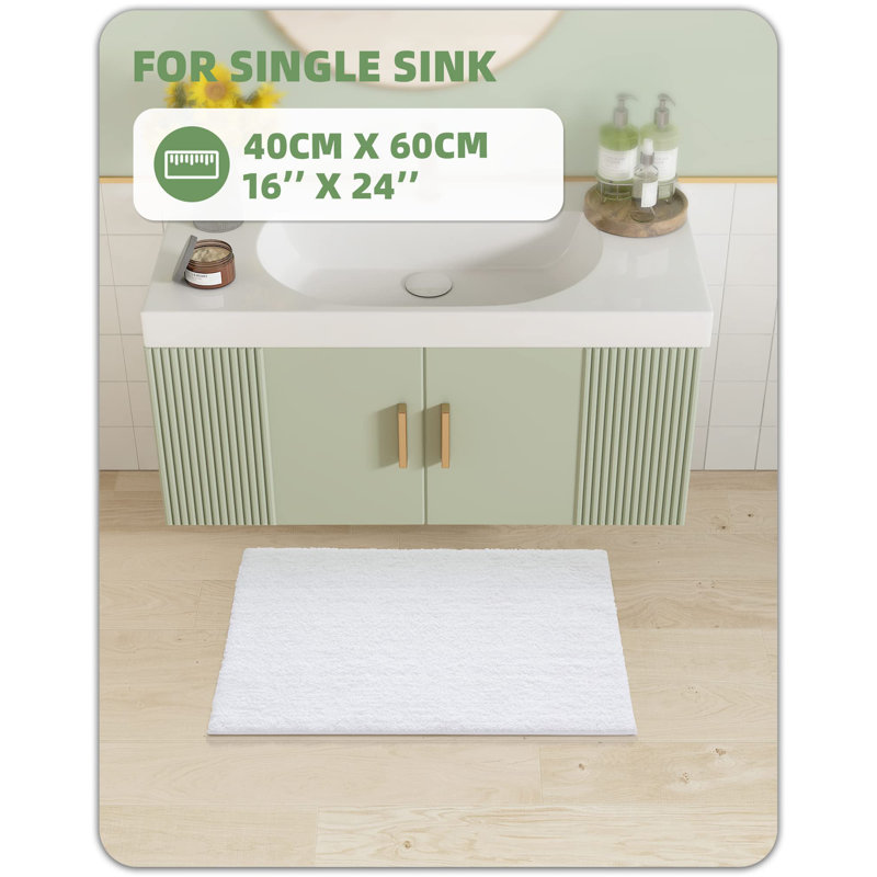 Tapis pour salle de bain Flett, Blanc, L 16 po x L 24 po