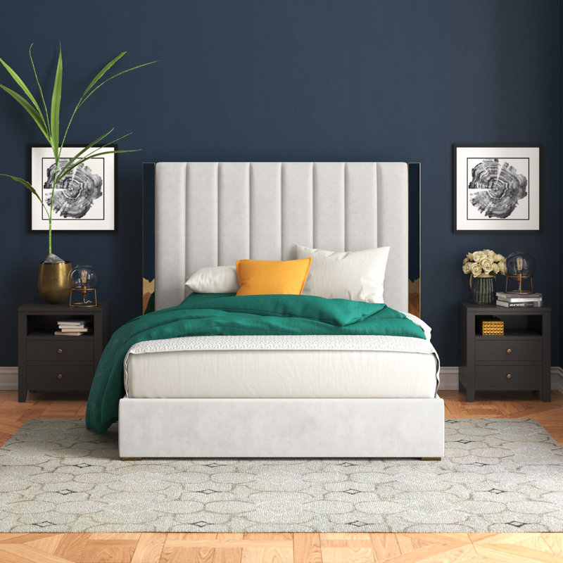 Lit plateforme tapissier Aarhus , Beige, Grand