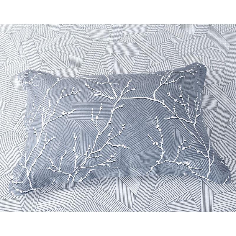 Bernett Satin Floral Duvet Cover Set with Pillowcases, Single - 1 Standard Pillowcase