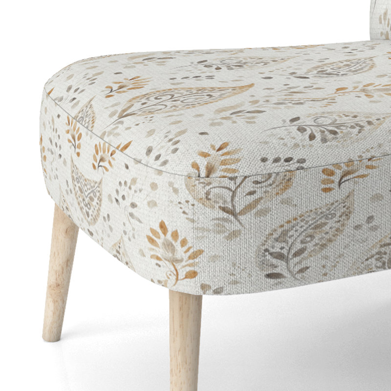 Chaise d'appoint moderne - beige avec motif floral cachemire beige, Chaise d'appoint sans accoudoirs