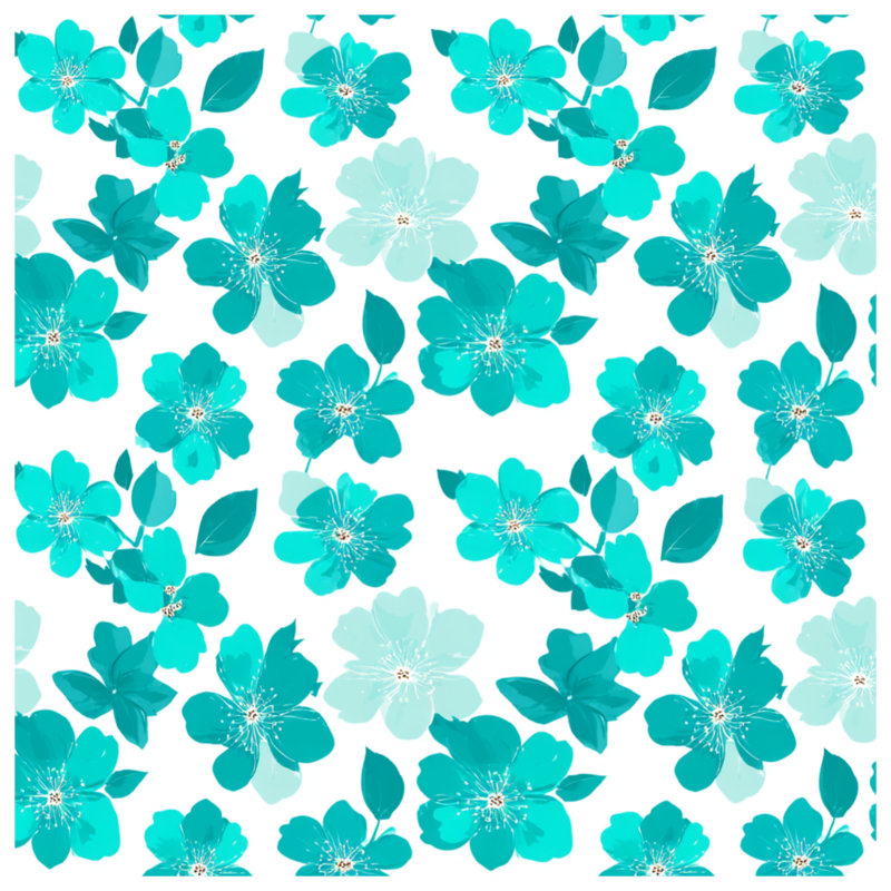 Jeté Floral, L 80 po x l 60 po, Motif floral bleu clair