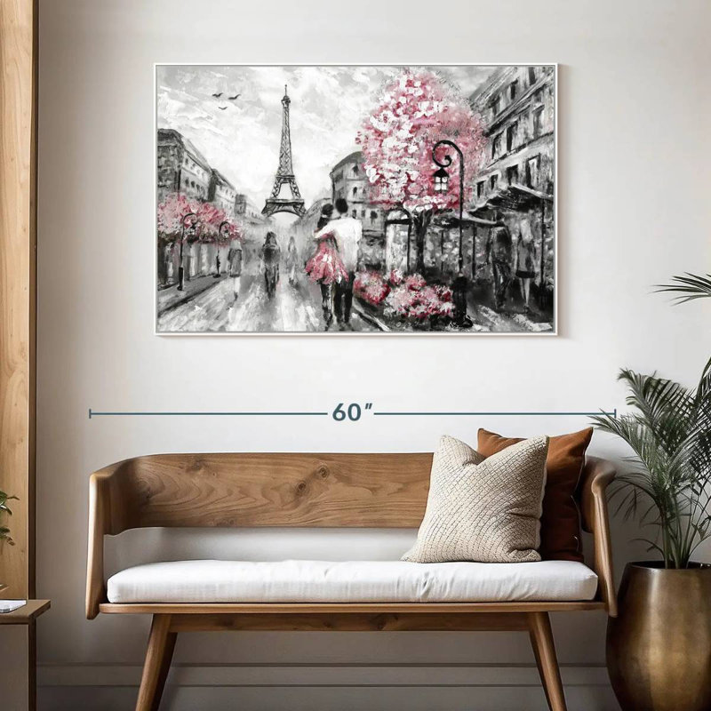Rose Paris, Cadre flottant blanc, 46 po x 31 po