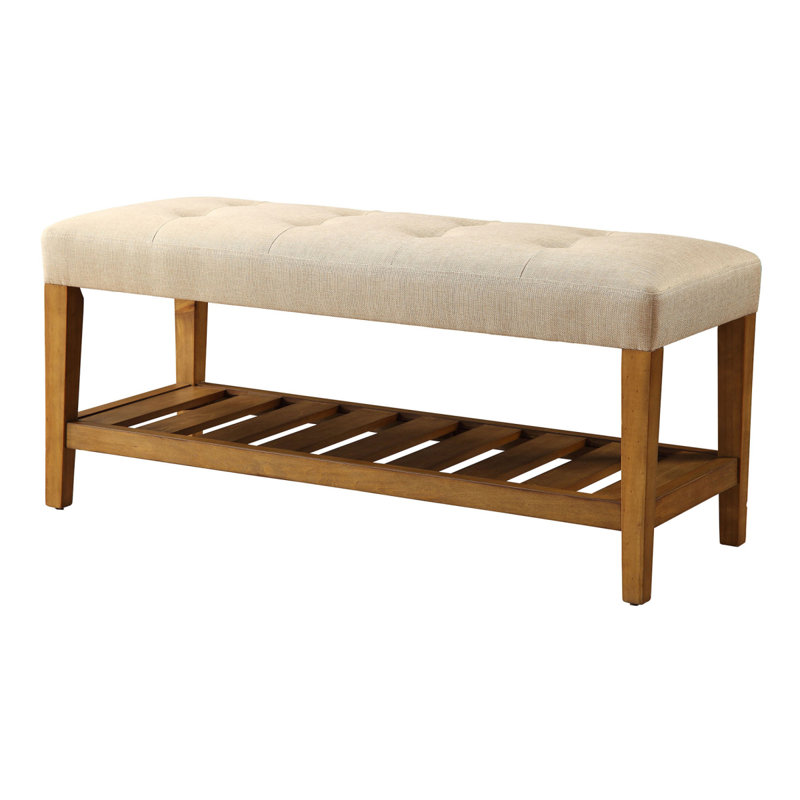 Banc de siège capitonné beige et chêne, Beige