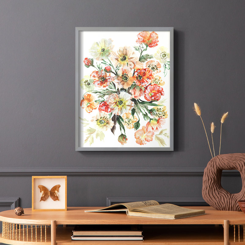 Icelandic Poppies I Framed Print - Solid Wood, Gray, 10" H x 8" W