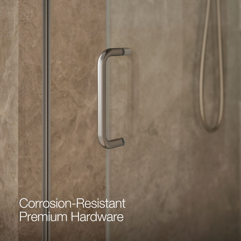 Sliding Shower Door, 75-1/2-In H X 68-1/4 - 71-5/8-In W, With Heavy 5/16-In Thick Crystal Clear Glass, Nickel