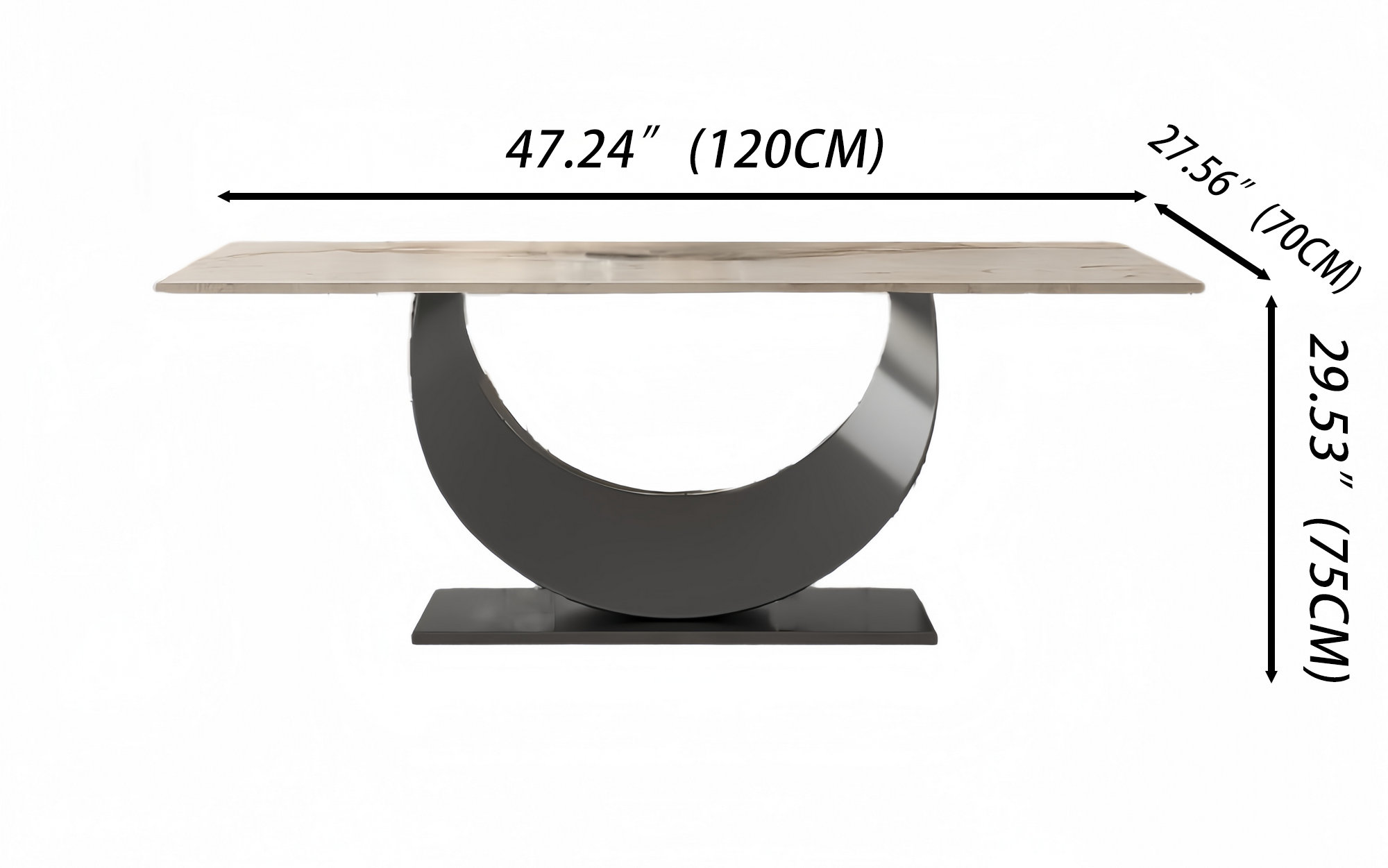 Orren Ellis Modern Sintered Stone Dining Table With Carbon Steel Base ...
