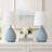 Novack 14.5" Modern Blue Ceramic Table Lamp Set with Pre-Assembled White Linen Shade-814344445
